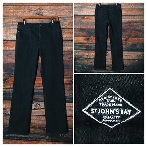 St Johns Bay Jeans Size 10 Straight Leg Black Denim Stretch